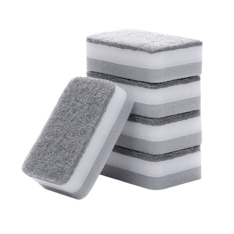 5 Pcs Dish Cleaning Sponge Durable Scrub Scouring Sponge Water Absorbing Kitchen Cleaning Sponge for Kitchen Household Gray