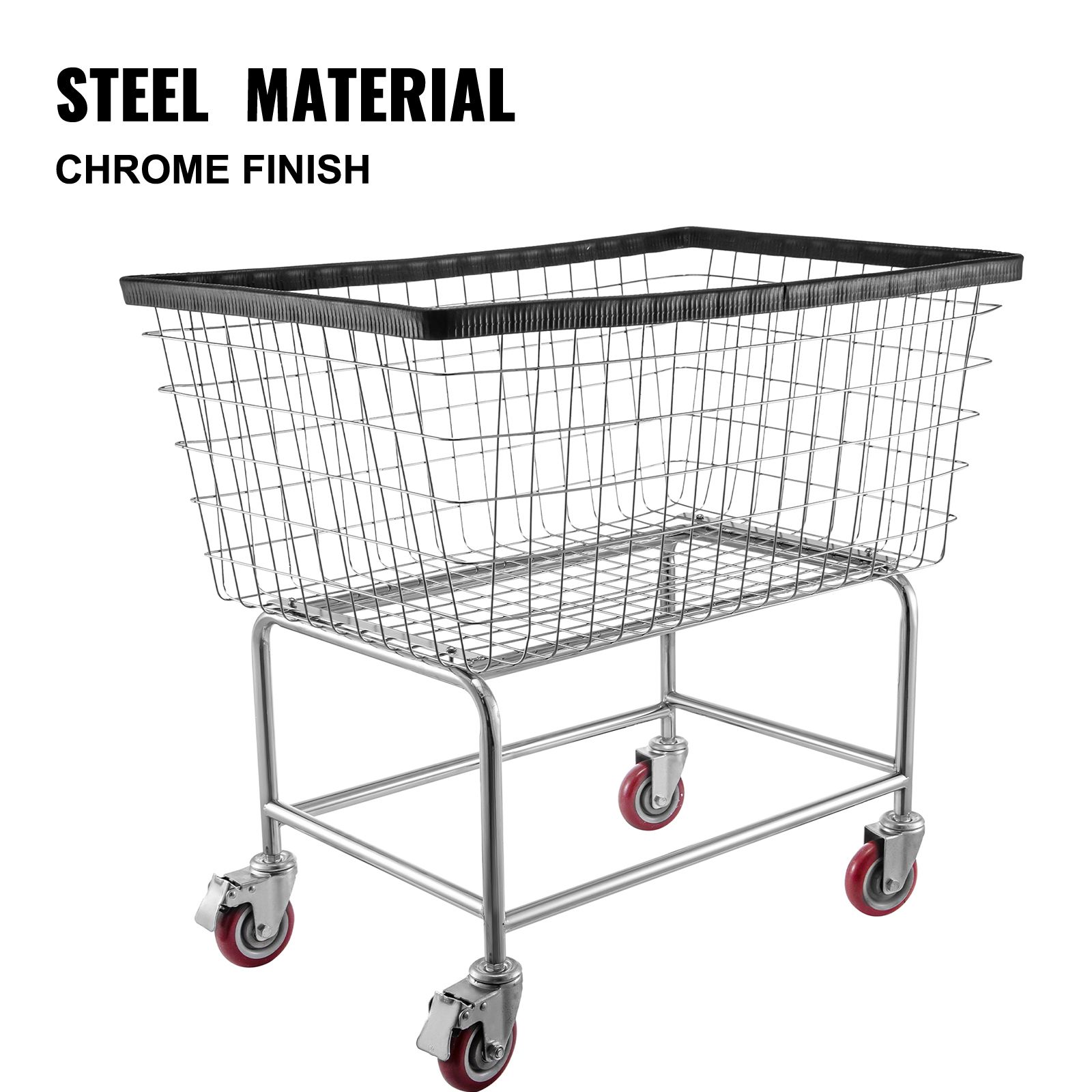 Wire Laundry Cart Wire Laundry Basket 4.5 Bushel Heavy Duty w/ 5'' Wheels — image 3