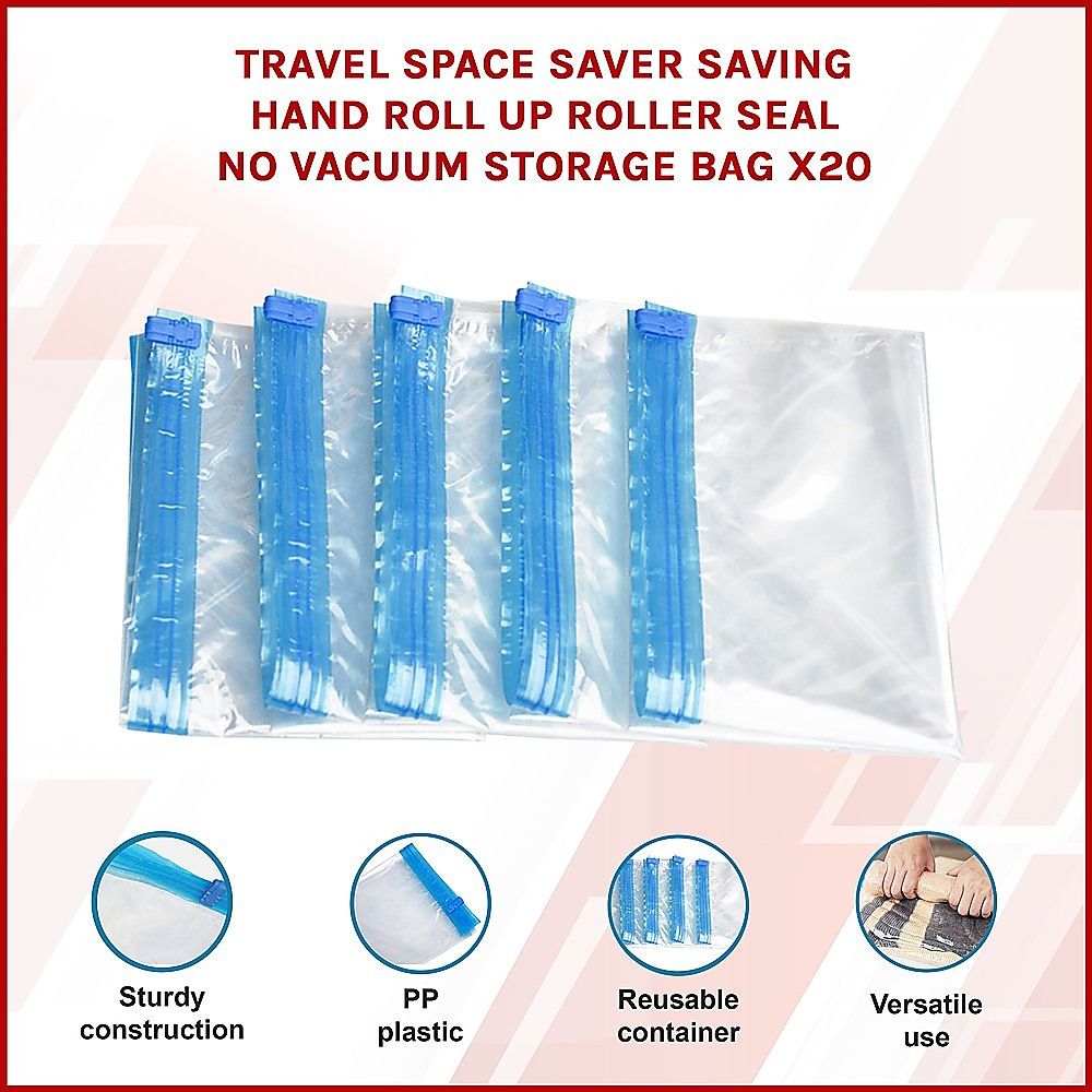 Travel Space Saver Saving Hand Roll Up Roller Seal No Vacuum Storage Bag x20 โ image 3