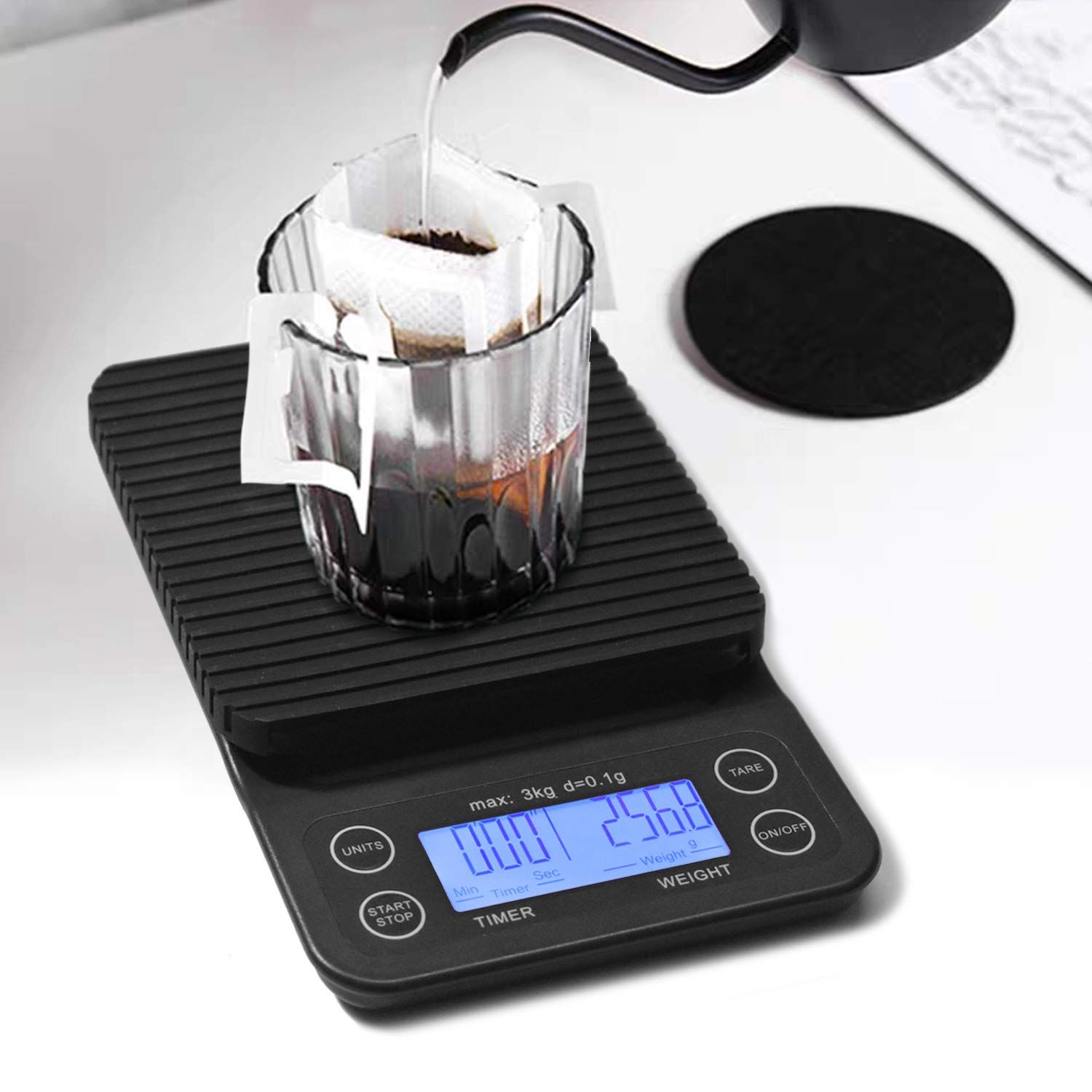 3KG electronic scaleCoffee Scale with Timer Small, Espresso Coffee Scale with Timer for Pour Over Coffee black โ image 3