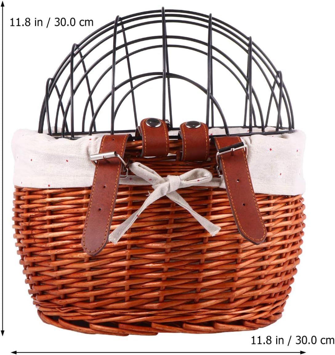 Cat Bike Baskets Bicycle Basket Woven Bike Pets Holder Pet Bike Front Carrier Bike Pet Carrier Basket Dog Car Woven Storage โ image 2