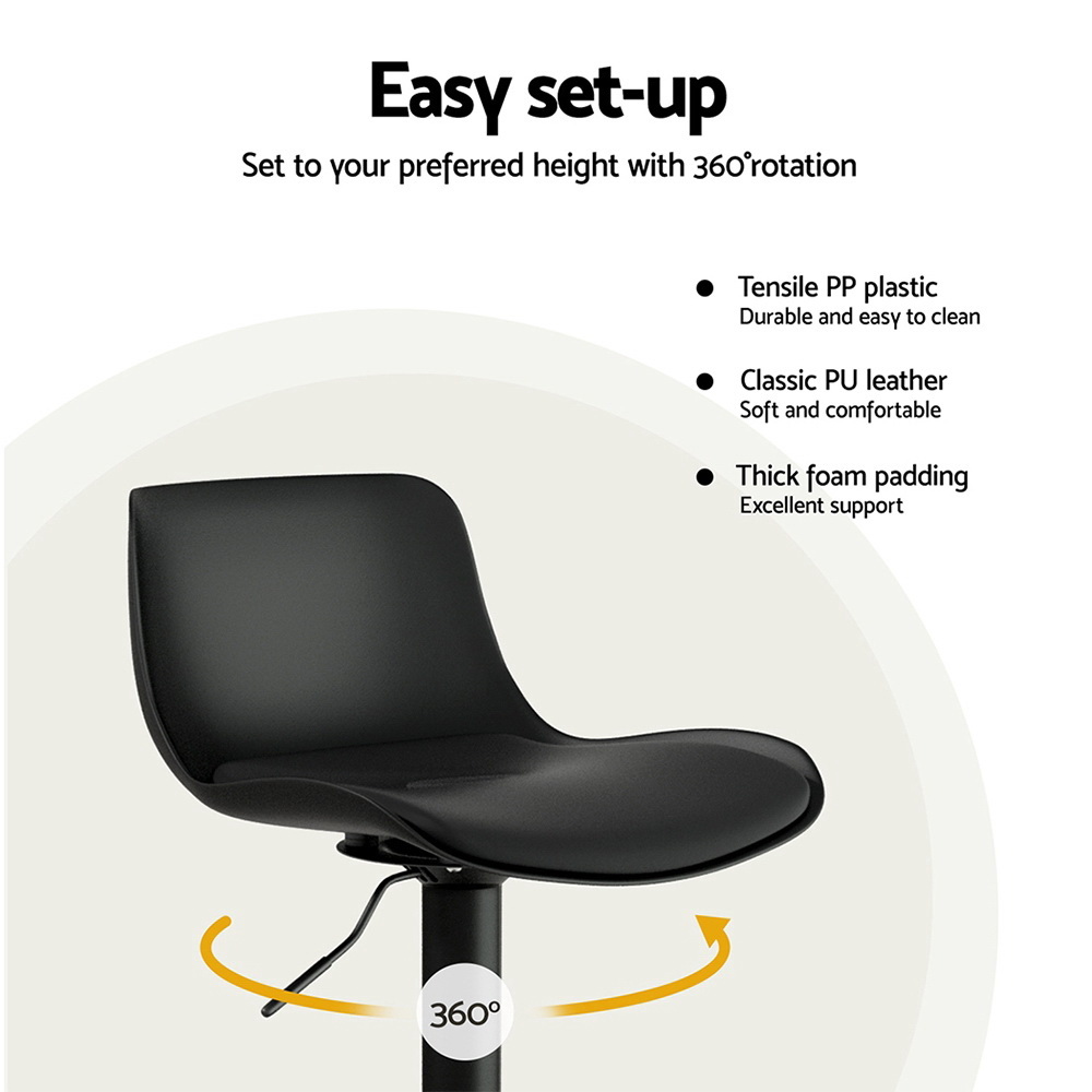 Artiss 4x Bar Stools Padded Seat Gas Lift Black — image 6