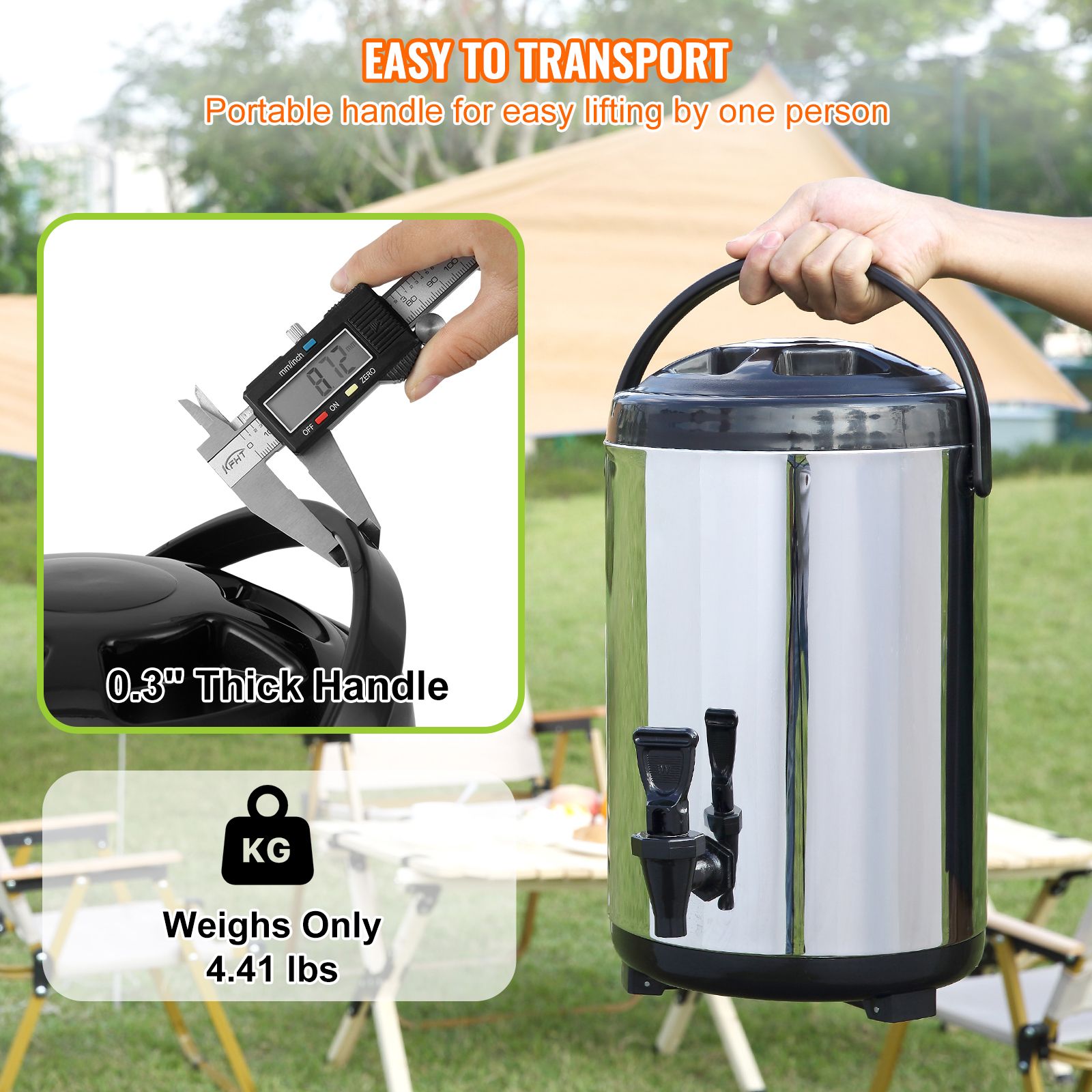 Stainless Steel Insulated Beverage Dispenser, 7.6 Liter, Thermal Hot and Cold Drink Server Dispenser with Spigot Handle, Food-grade for Hot Tea Coffee Water — image 6
