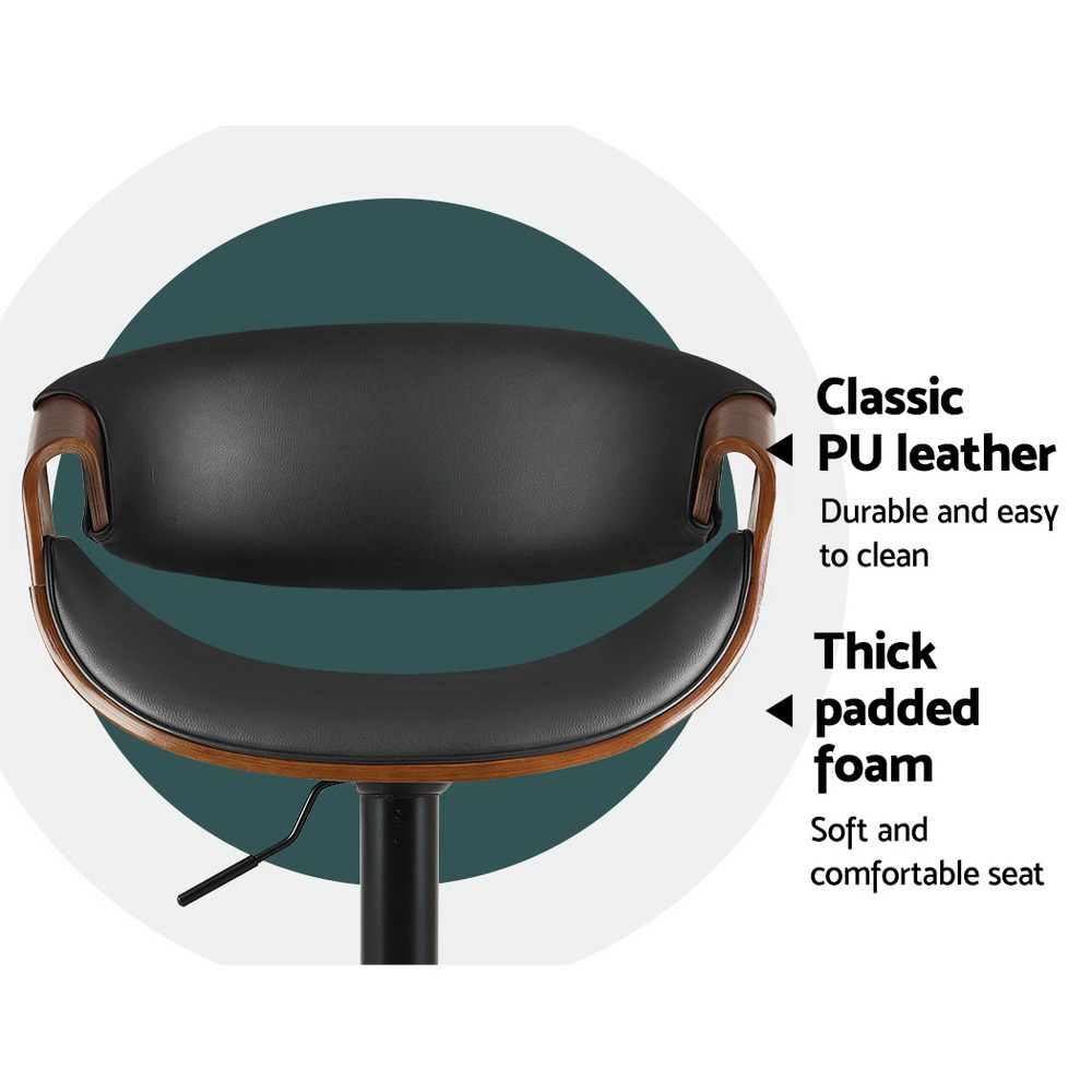 Artiss 2x Bar Stools Gas Lift Leather w/Armrest โ image 6