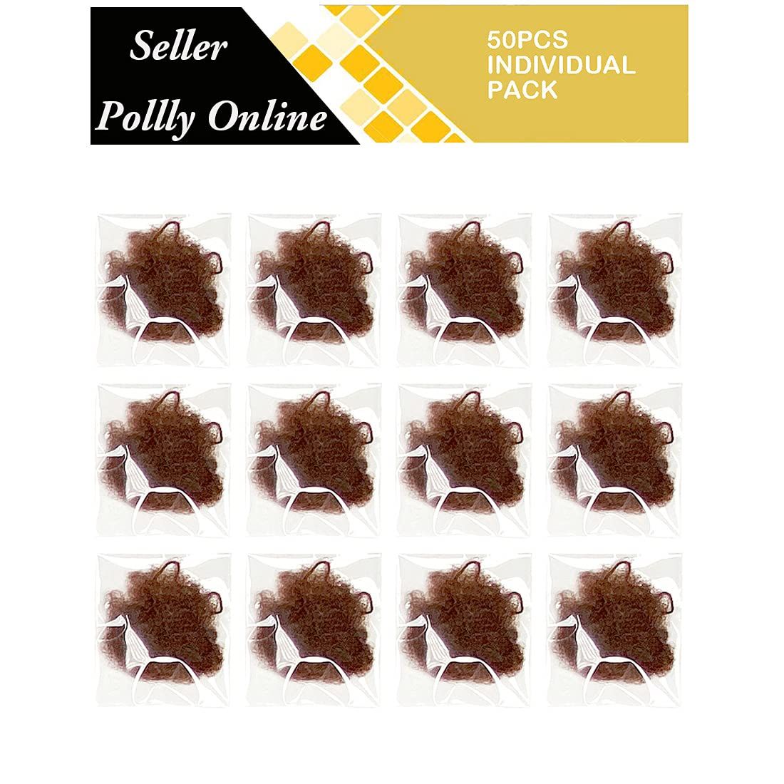 50PCS Hair Nets Invisible Elastic Edge Mesh Bun Hair Nets for Ballet Dance 20" Brown โ image 2