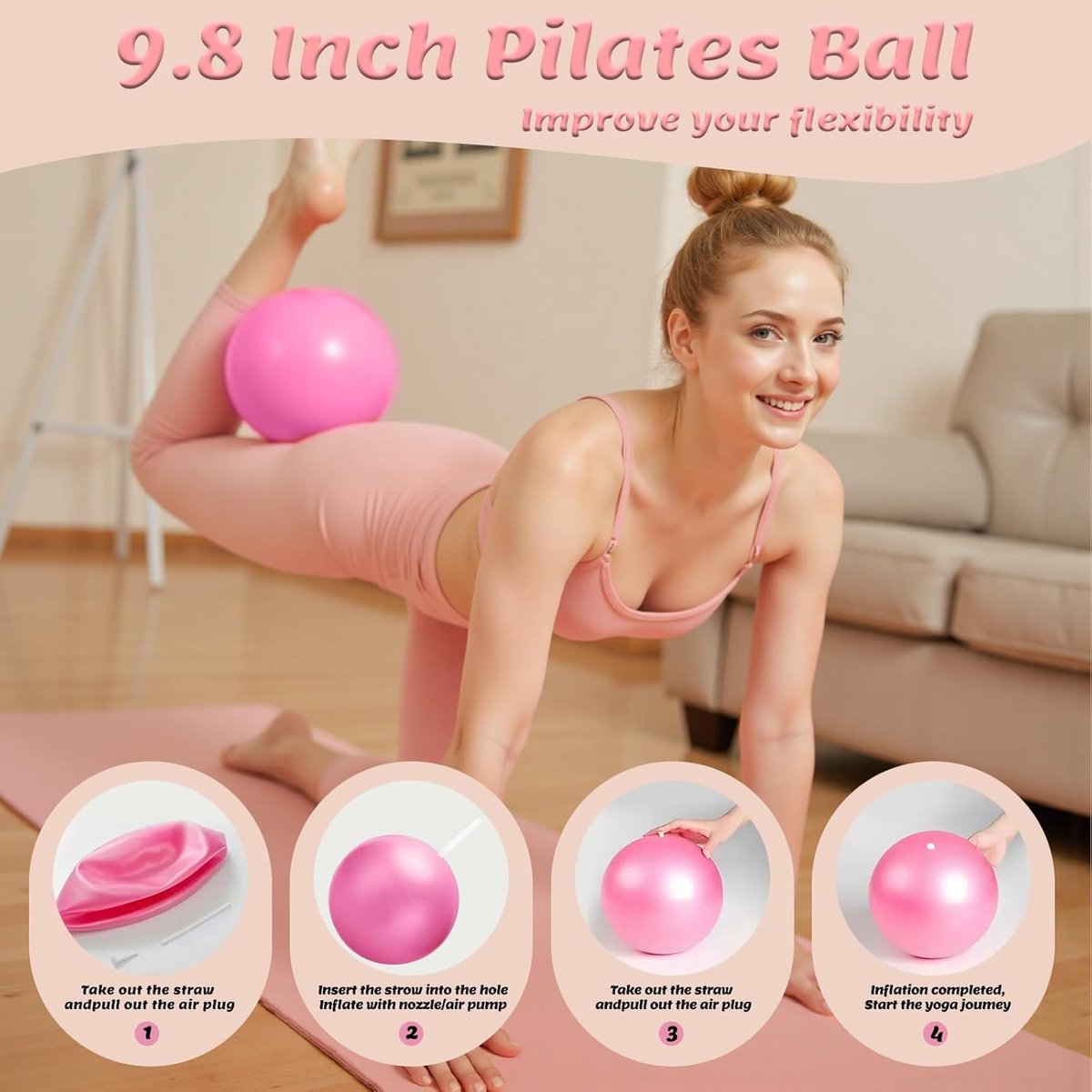 13-Piece Pilates Equipment Set for Women - Yoga & Fitness Set - Home Pilates Training Set - Home Gym Set - Exercise Bands - Resistance Band - Exercise Ball — image 4