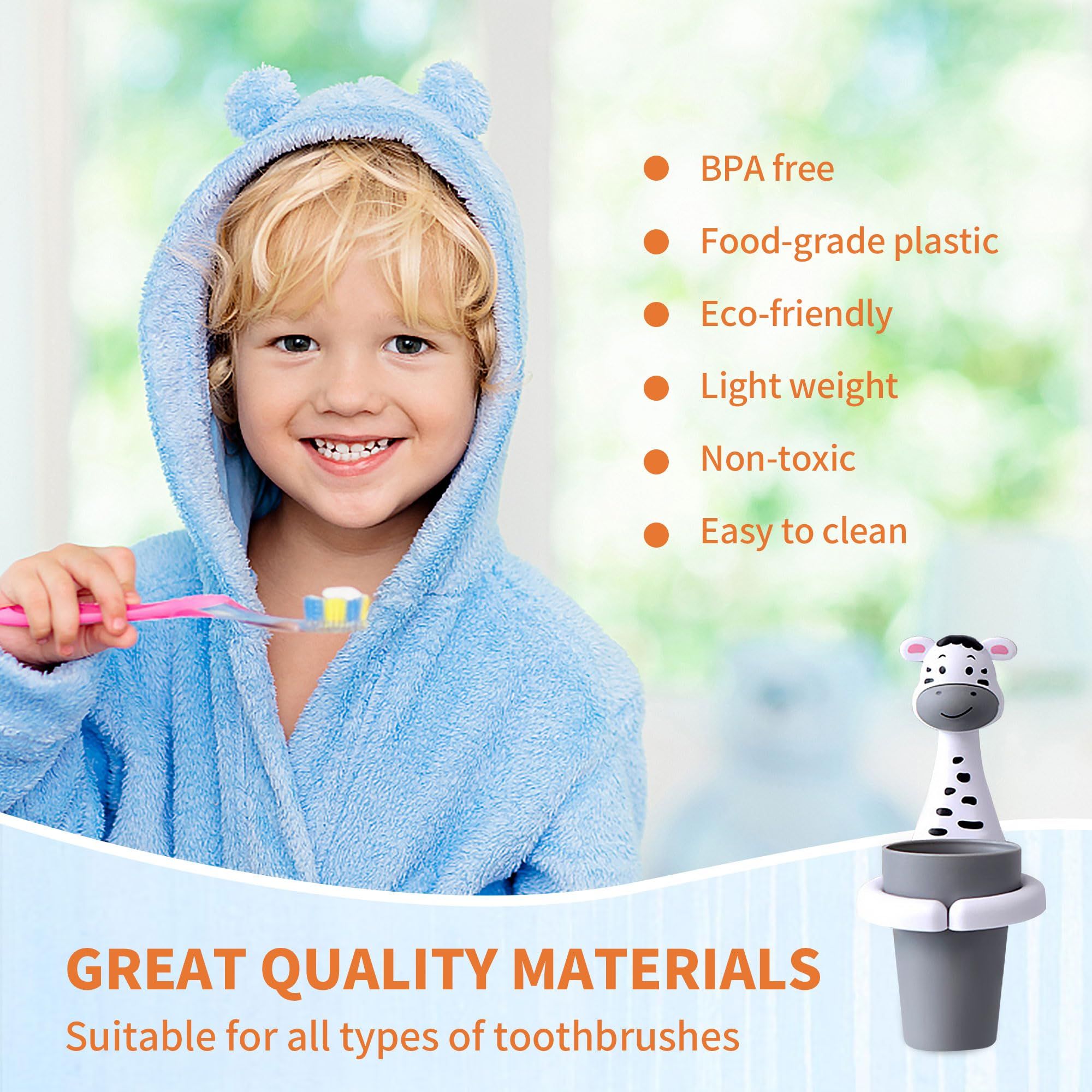 Kids Toothbrushes Holder Animal Tooth Cup Holder Wall Mounted Sucker Toothpaste Storage Set Cute Household Toothpaste Rack โ image 3