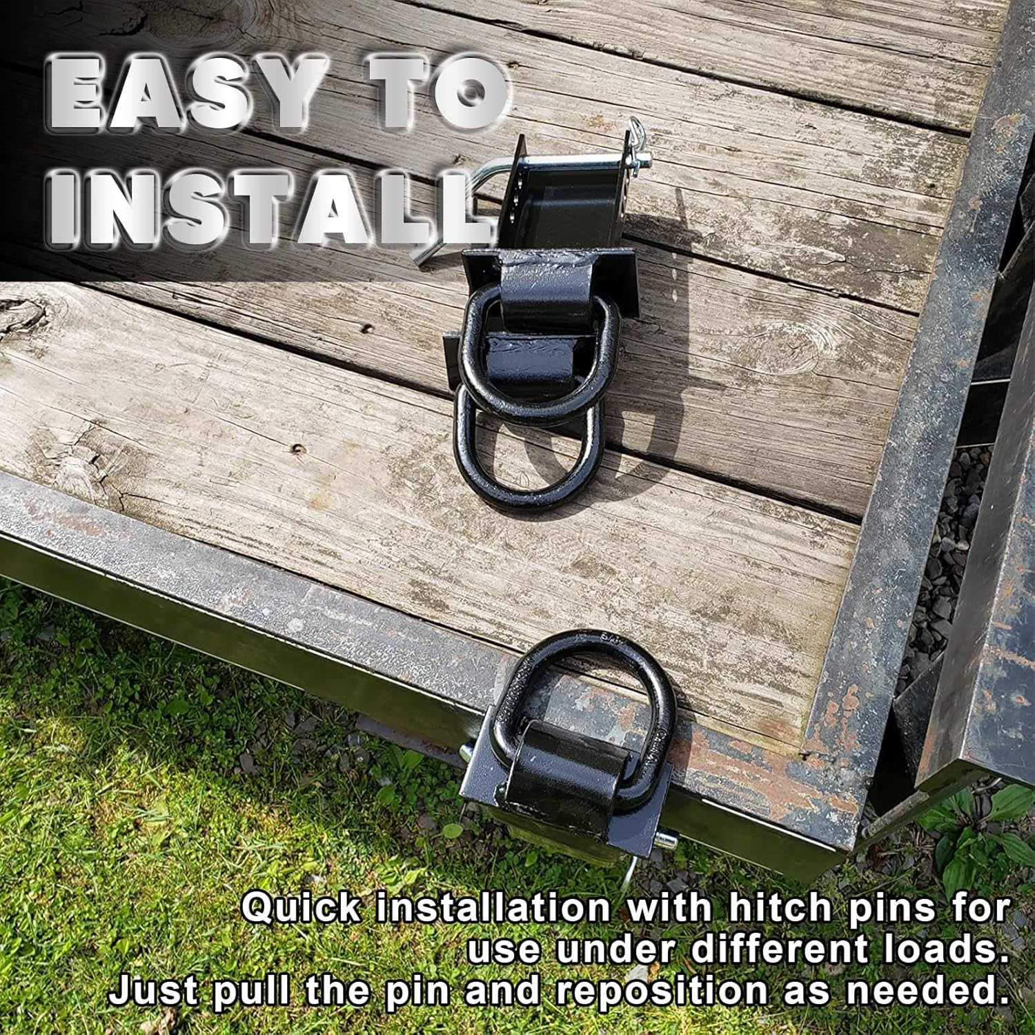 Stake Pocket D Rings 4Pcs 18000lbs Heavy Duty Removable D-Ring Stake Pocket Tie Down for Utility Trailers and Flatbeds with Hitch Pin, Removable Tie Down โ image 6