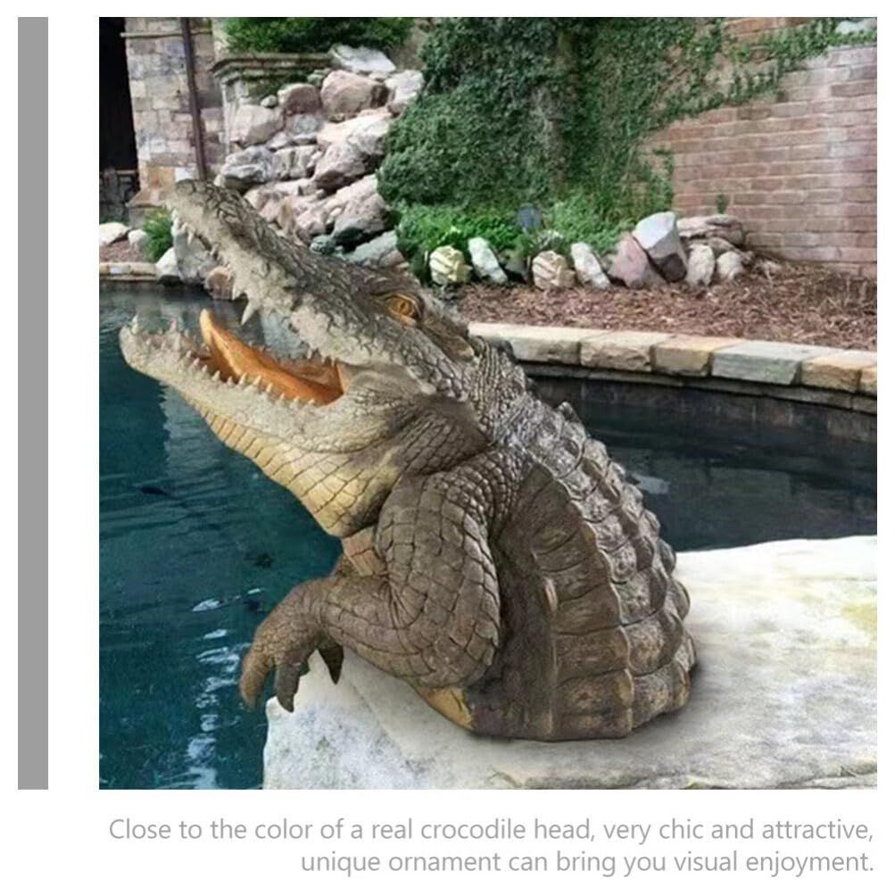 Ocean Decoration Pond Floating Crocodile Head Crocodile Garden Sculpture Fake Crocodile Head Floating Simulation Realistic — image 2