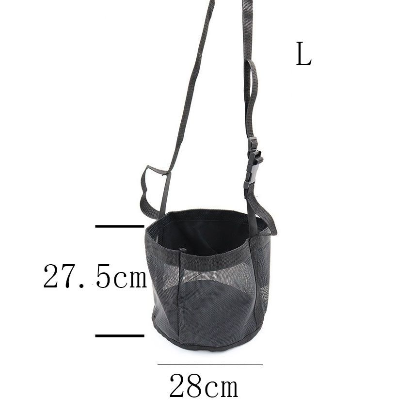 Horse Feed Bag Comfort Breathable Mesh Feed Bucket Heavy Duty Feed Bag with Adjustable Strap and Waterproof Bottom (Black) โ image 3