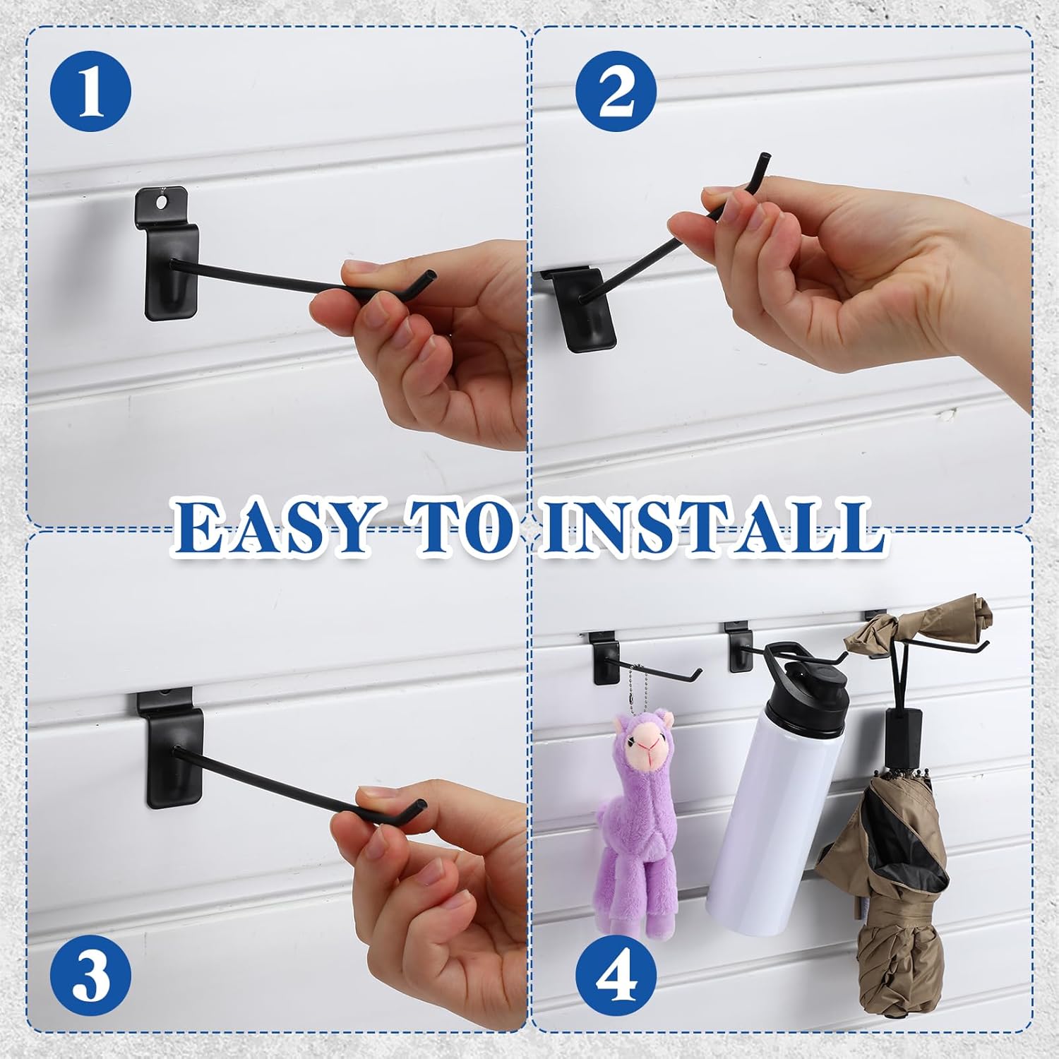 200 Pcs 6 Inches Slatwall Hooks Accessories Black Slat Wall Hanging Hangers Metal Retail Hooks Shelf Brackets Pegs for Pegboard Garage Display โ image 6