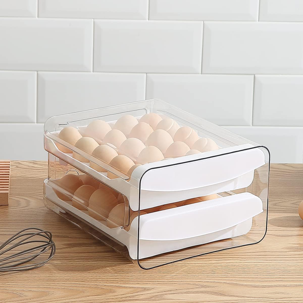 Petluno Egg Container for Fridge, 40 Grid/2 Tier Egg Holder, Fresh Egg Storage Box, Egg Tray and Egg Storage, Clear Plastic — image 5