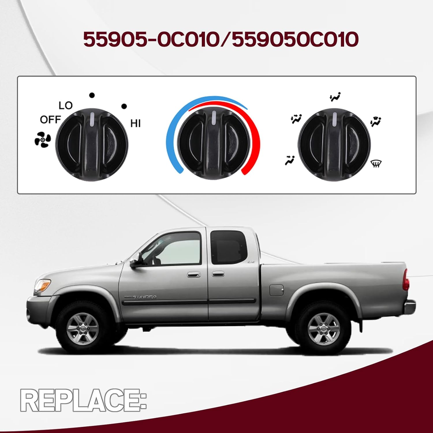 3Pcs Tundra AC Knobs Replacement Compatible with 2000 2001 2002 2003 2004 2005 2006 Toyota Tundra A/C Air Conditioner Heater Blower Fan Control Knob โ image 2