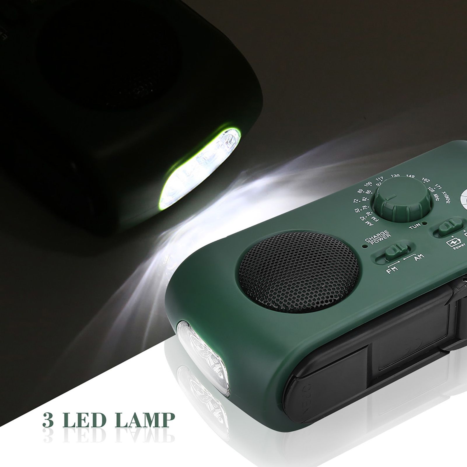 Solar Hand Crank AM/FM Radio with LED Flashlight Emergency Phone Charger — image 6