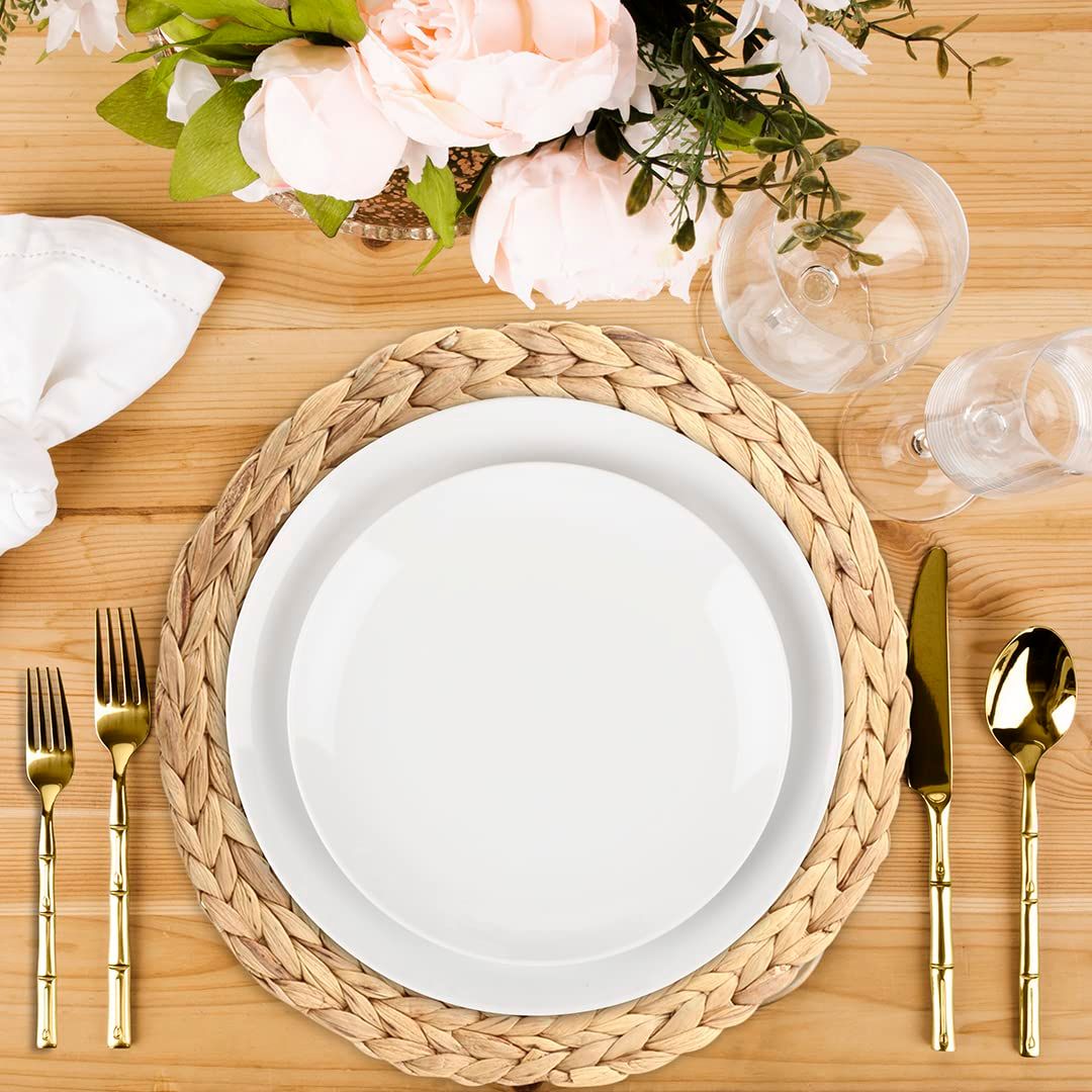 Wholesale Natural Water Hyacinth Placemats, Set of 4, 13.5 inch Round Mat Weave Charger Plates, Tropical Wedding โ image 4