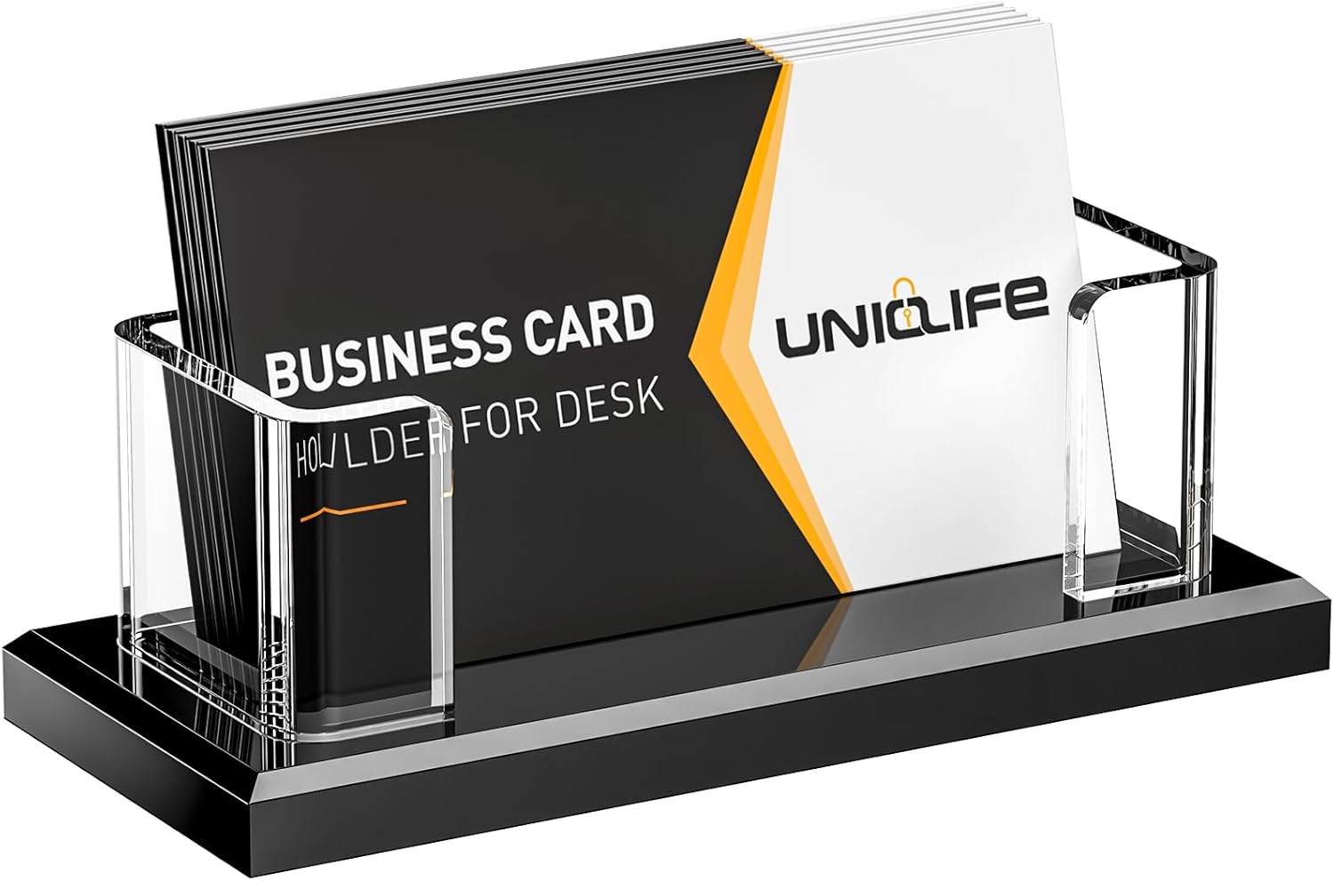 Acrylic Business Card Holder for Desk 1 Slot Clear Horizontal Business Card Stand for Men & Women Desktop Name Card Display Stand Card Organizer for Office