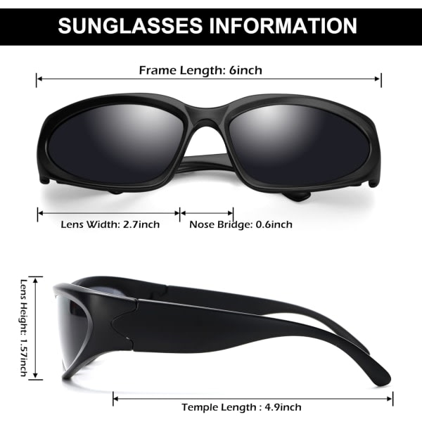 Wrap Around Fashion Glasses for Men Women Trendy Fast Oval Dark Futuristic Sunglasses Goggles Eyebrow — image 3
