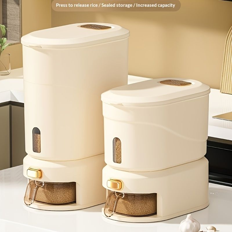 large capacity rice dispenser, measuring cup, time scale, plastic grain storage container, sealed food storage, insect proof food storage, moisture proof food — image 4