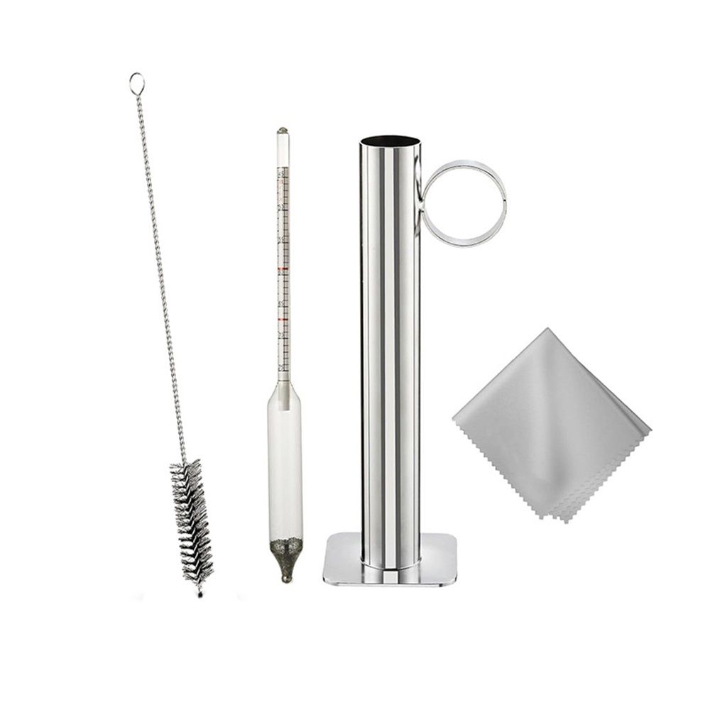 Maple Syrup Hydrometer Test Cup Kit - Maple Syrup Density Kit, Baume and Brix Scale, Stainless Steel Maple Syrup Kit with Cleaning Brush - Calibrated to Create