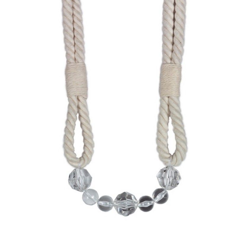 Natural Cotton Beaded Rope Curtain Tieback — image 2