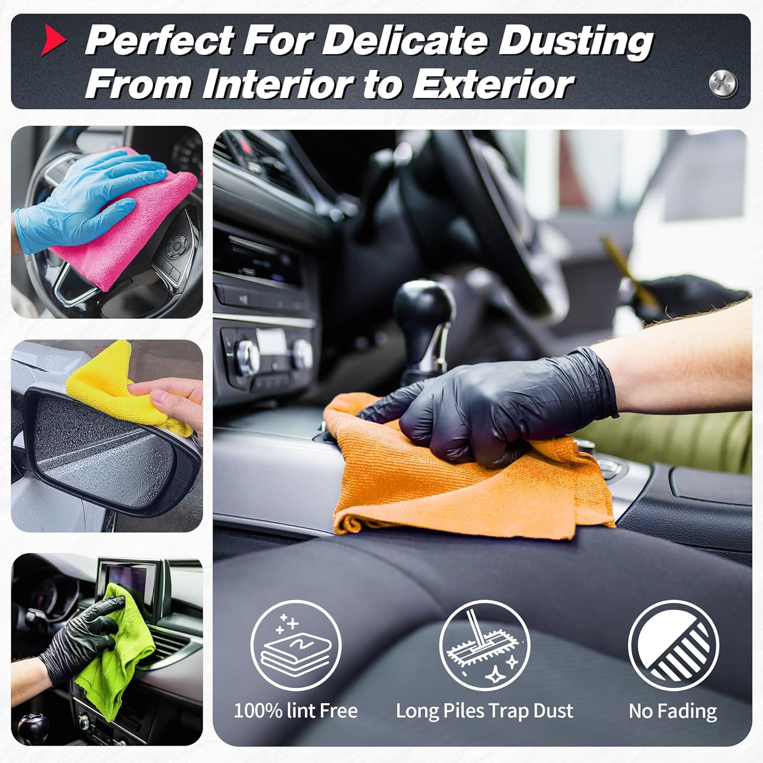 Grey Microfiber Cleaning Cloth -Pack of 12 Microfiber Cleaning Cloth Bulk, 100 Pack Shop Towels, Lint-Free Car Wash Towels — image 6