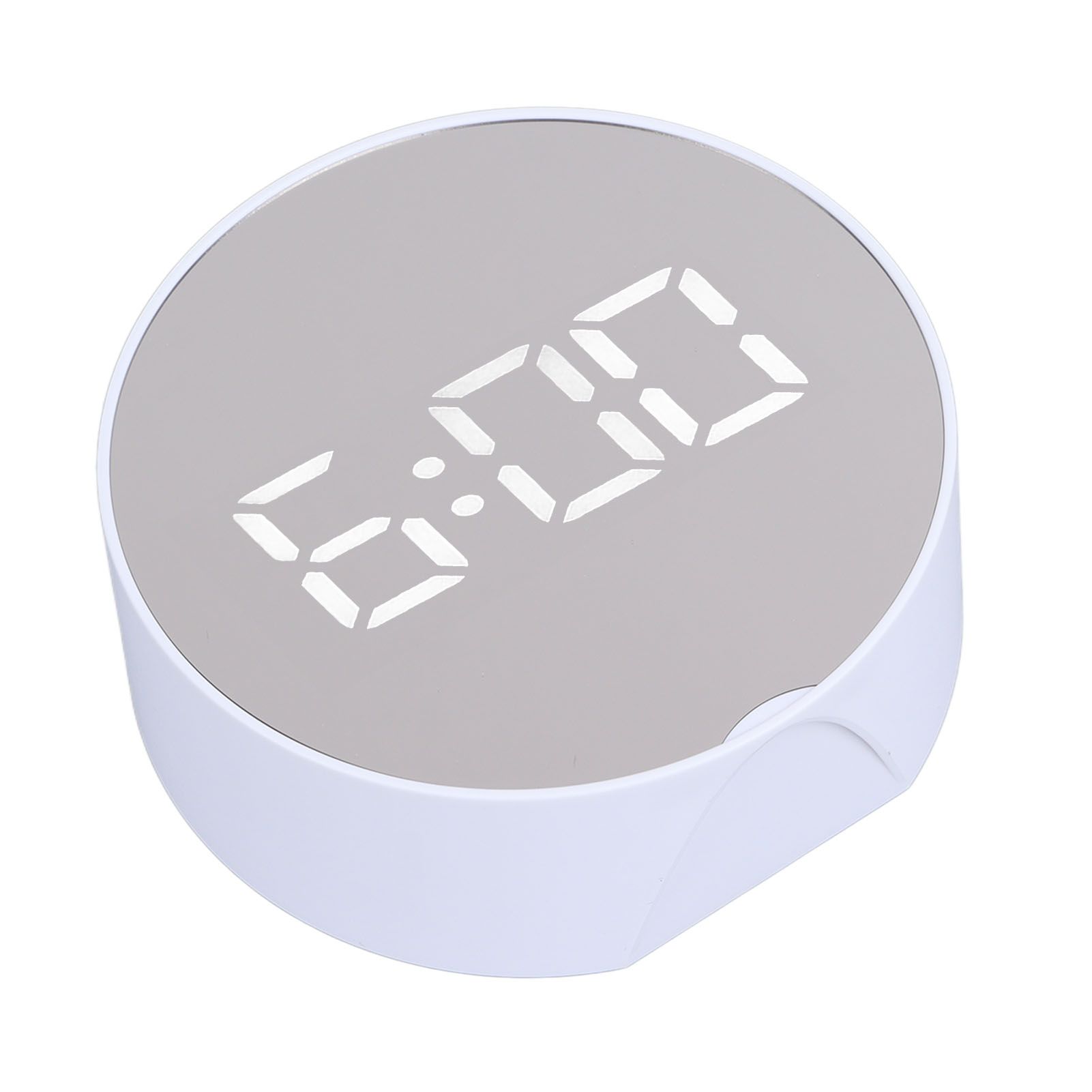 Digital Mirror Clock Alarm White Big Round Screen Easy to Read Portable LED Clock for Office Bedroom Travel — image 3