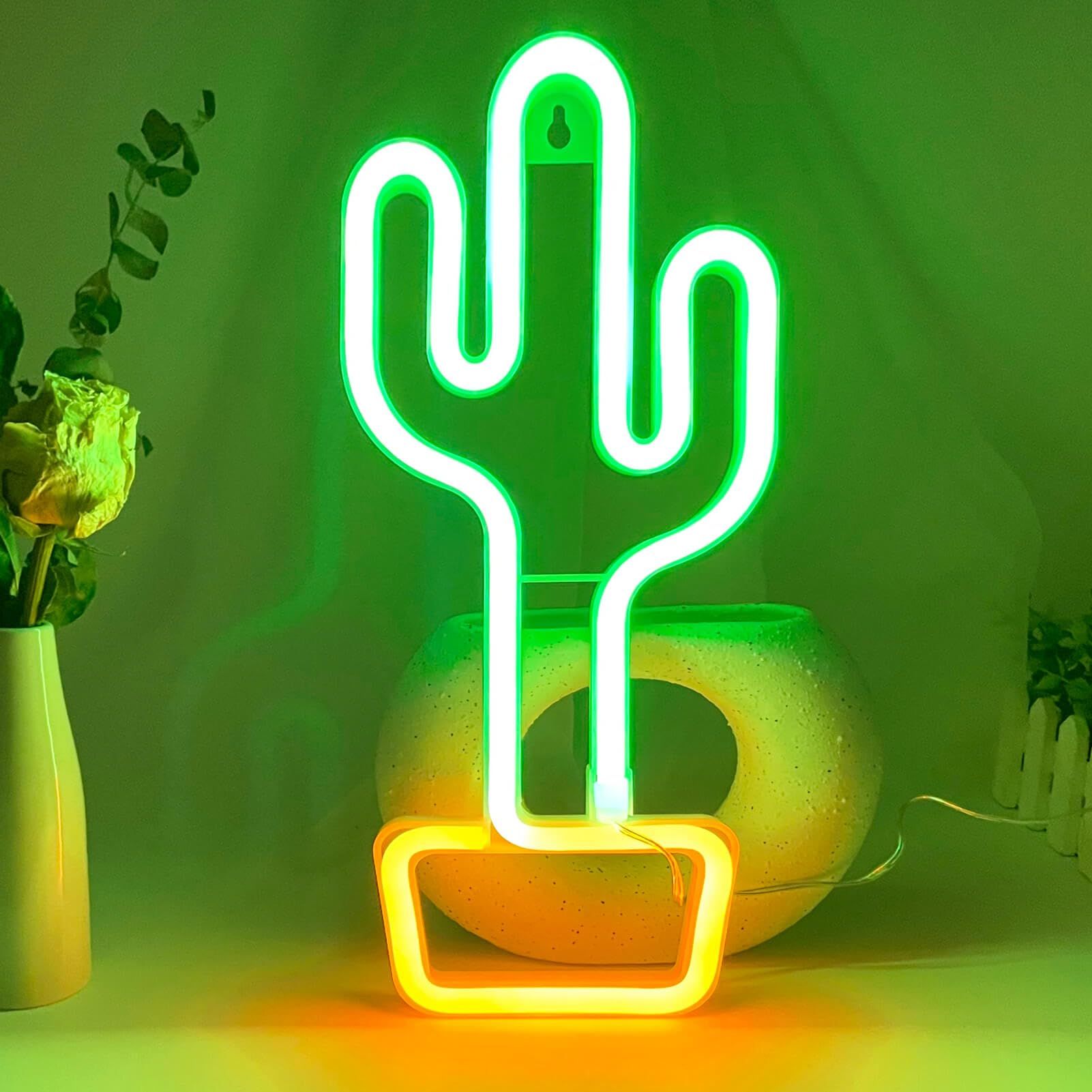 Neon Cactus Light Cactus Neon Sign, Cactus Wall Decor Lamp Cactus Neon Light Green Cactus LED Signs USB/Battery โ image 2