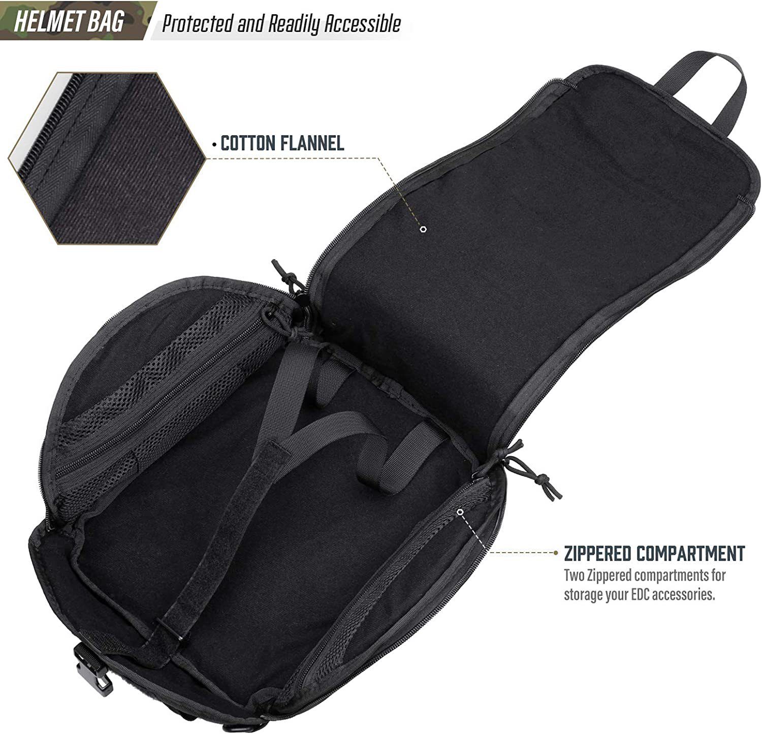Tactical Helmet Bag, Helmet Organizer Bag Helmet Padded Storage Bag for Carrying Airsoft Motorcycle Helmet — image 3
