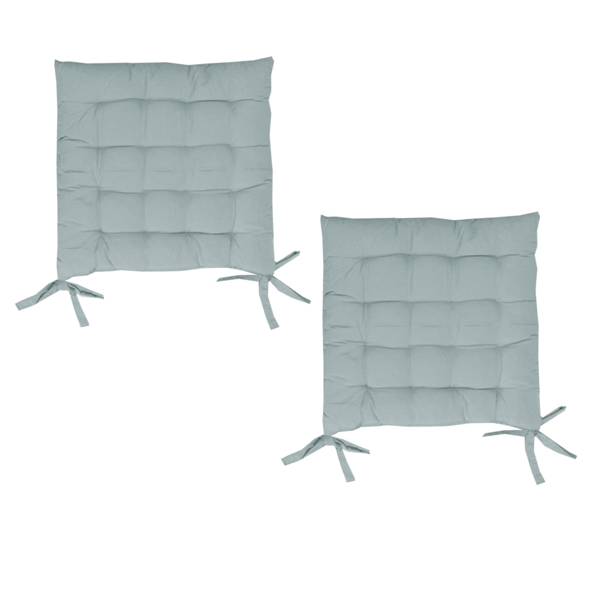 Set of 2 Chair Pads with Ties 40 × 40 cm Silver Blue
