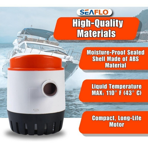 SEAFLO 12V 1100GPH Automatic Bilge Pump Marine Boat Auto Submersible Pump — image 2