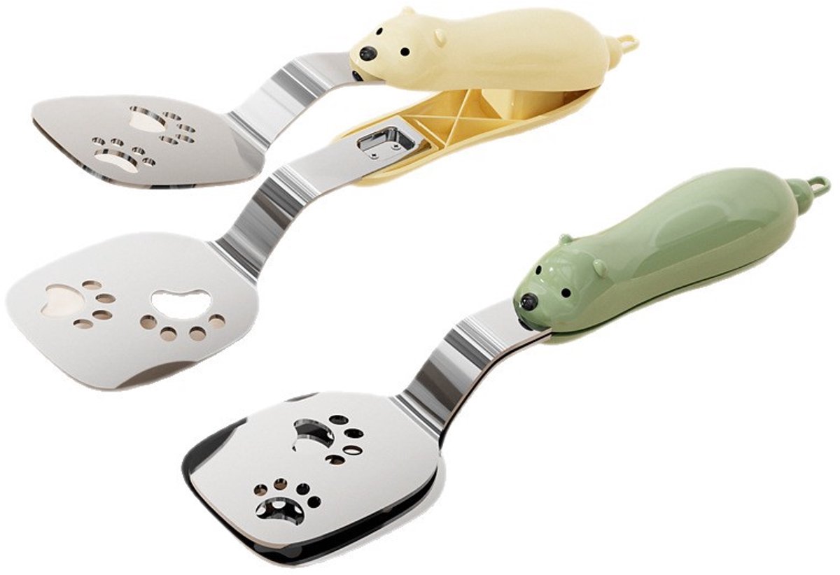 Spatula - Set of Two - Baking Tongs - Stainless Steel Tongs with Bear Claw Shape - Suitable for kitchen and camping use, toast, baking, desser