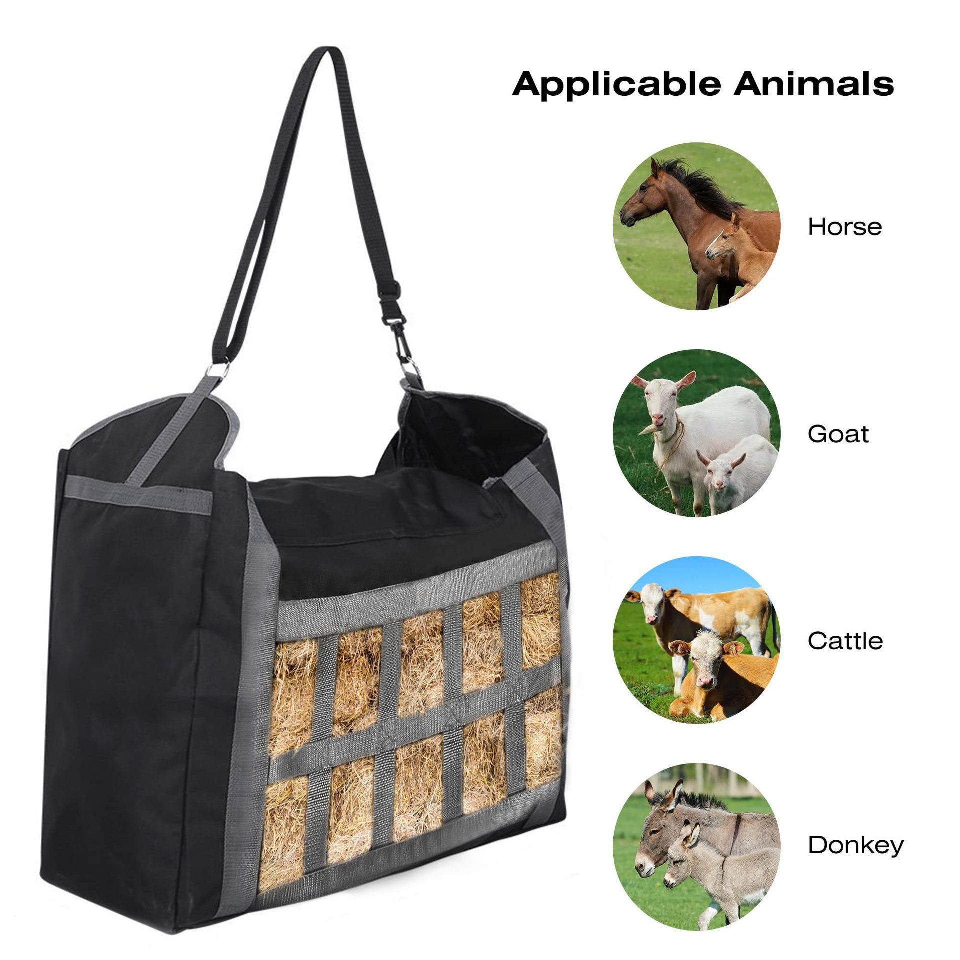 Slow Feeder Hay Bag - Hay Storage Net for Horse Donkey Goat, Adjustable, Super Tough Reduces Waste (1 PCS) — image 2