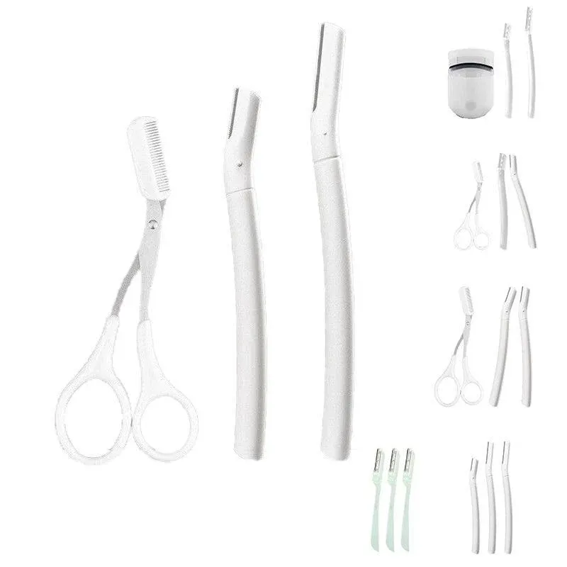 3Pcs Eyebrow Razor Set Facial Trimmer Shaver Blade Hair Remover Beauty Tool - Eyebrow Razor-White-1*Short+2*Long โ image 3