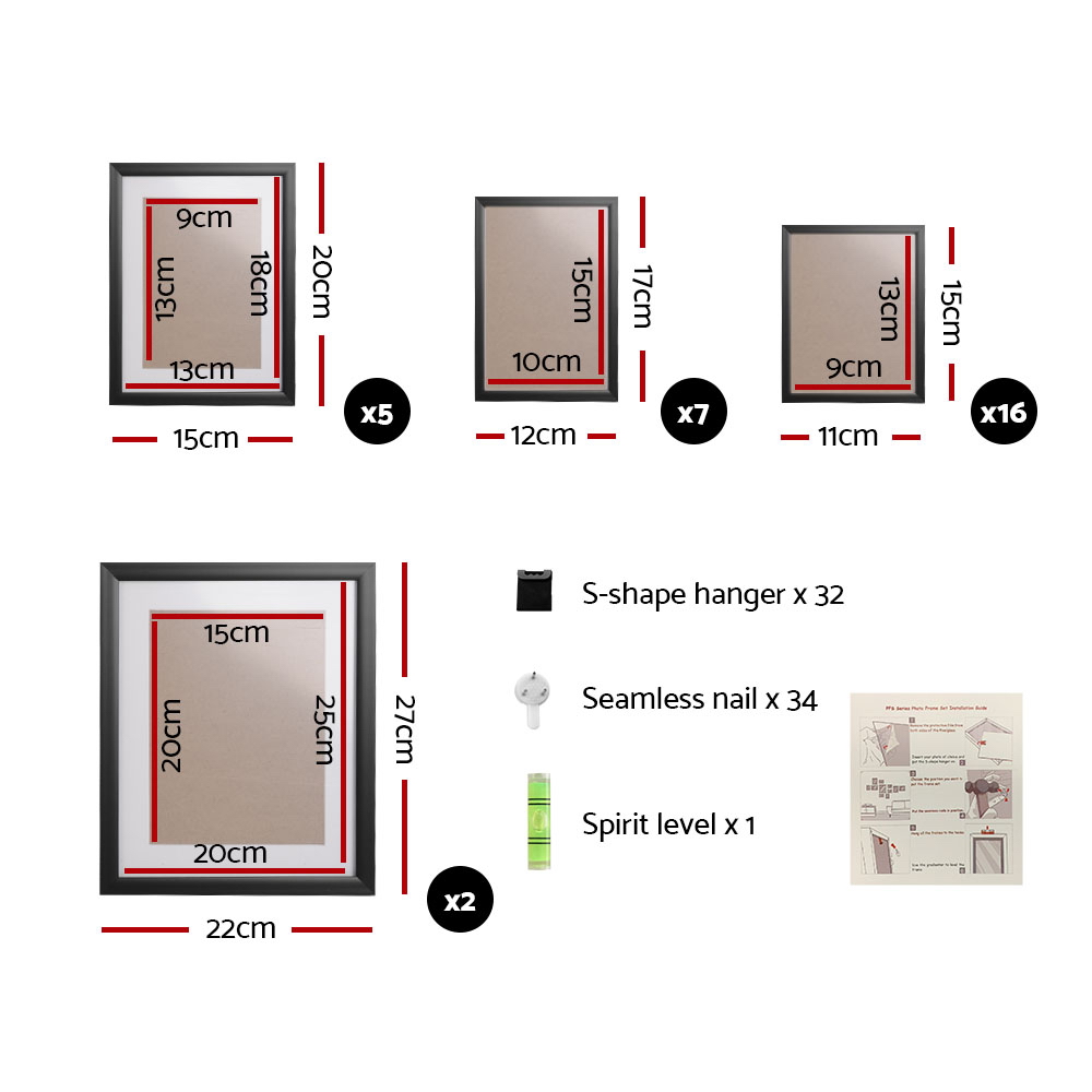 Artiss Photo Frames Art Holder 30PCS 8x10" 5x7" 4x6" 3.5x5" Black โ image 2