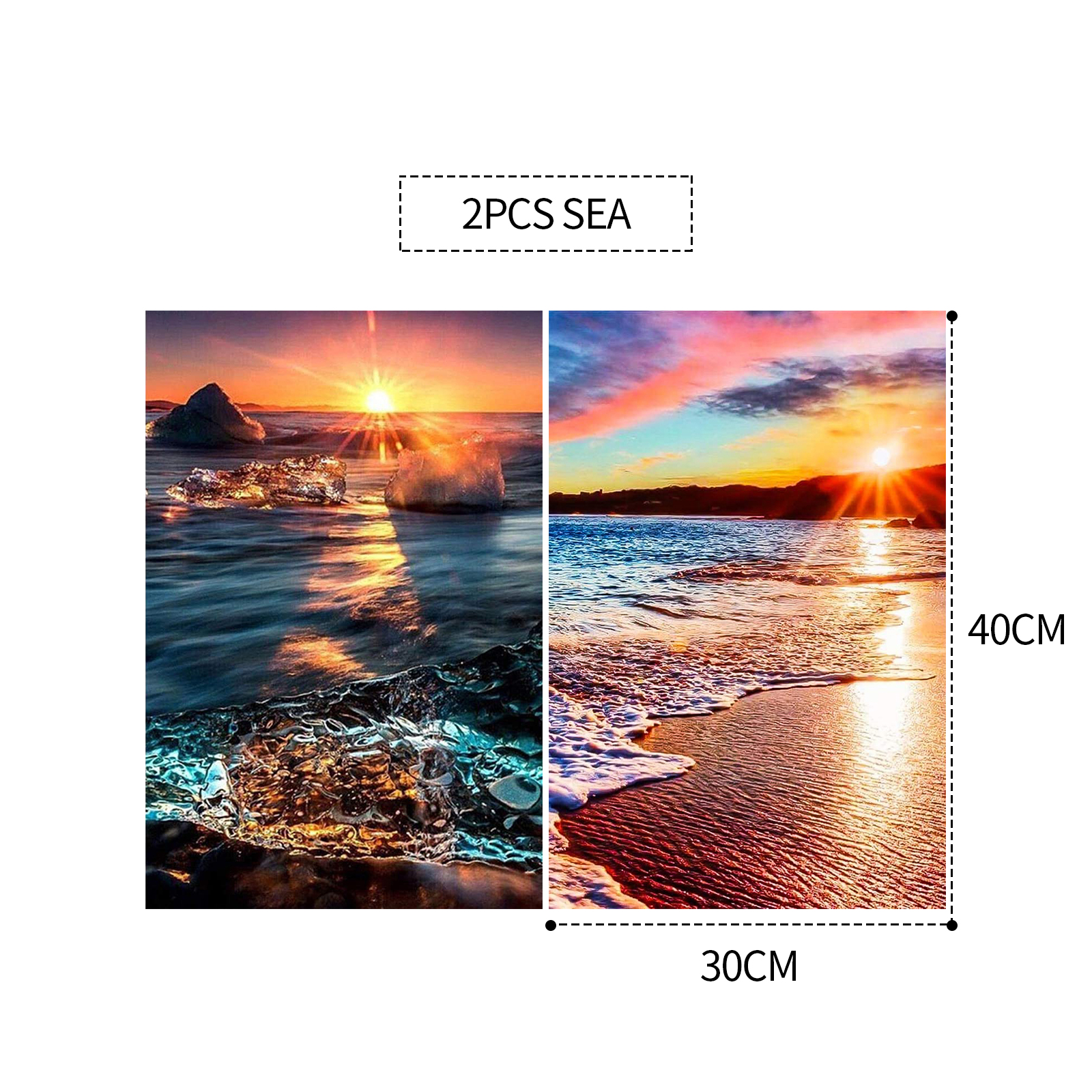 2PCS 5D Diamond Painting Kits Diamond Glue Art Kit Paint for Adults Kids DIY Gift 40 × 30cm