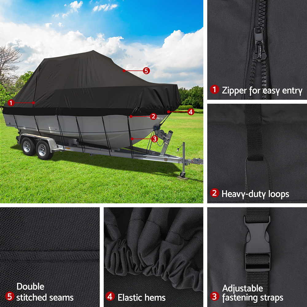 Seamanship Boat Cover 25-27ft Trailerable Jumbo Marine 600D Heavy Duty Black — image 5