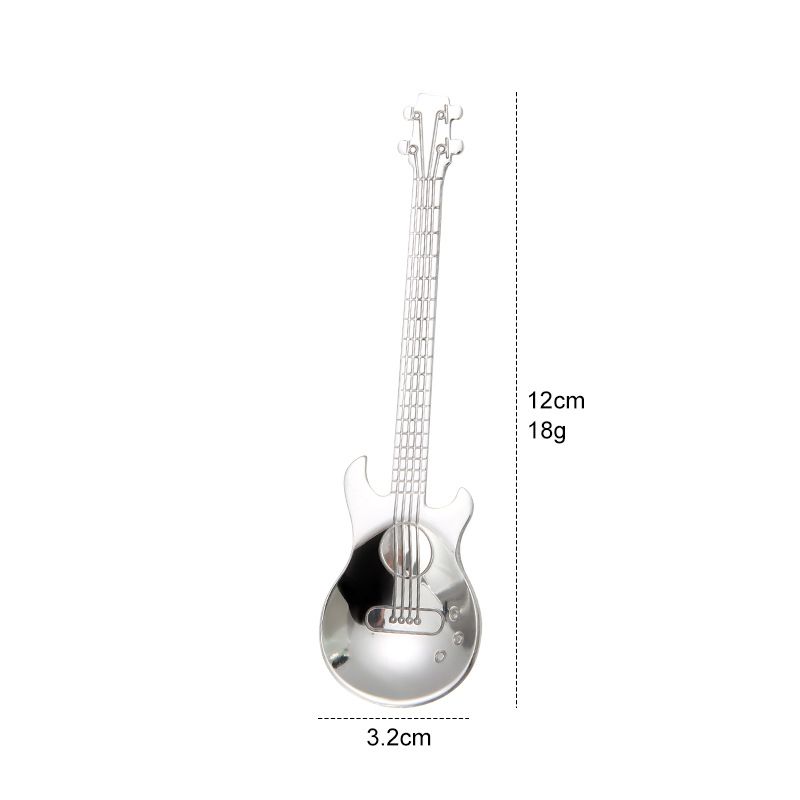 Coffee Tea Spoons, Stainless Steel Stirring Mixing Spoons, Fun Gift for Music Lover Cute Sturdy Teaspoons, Pack of 4, Silver — image 4