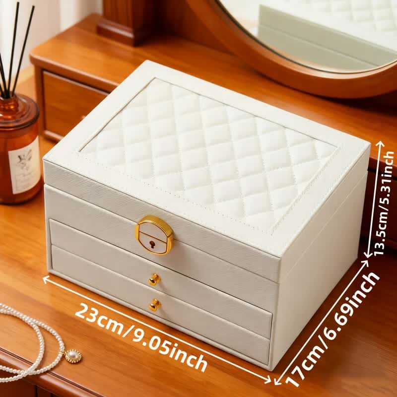 Dark green Multi - layer Jewelry Storage Box: Velvet Lining, Three - layer Zoning, Double - drawer Storage for Accessories — image 5