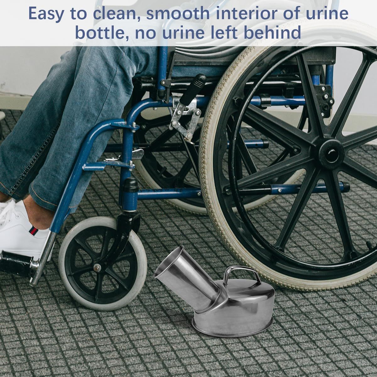 Healifty Urinals for Men Stainless Steel Portable Urine Bottle for Hospital Incontinence Elderly Travel Emergency Urinal Bottle — image 4