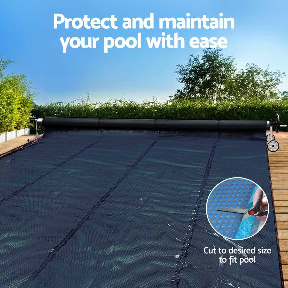 Aqua Buddy Pool Cover 600 Micron 10x4m w/ Roller 5.55m Swimming Pools Black Solar Blanket โ image 4