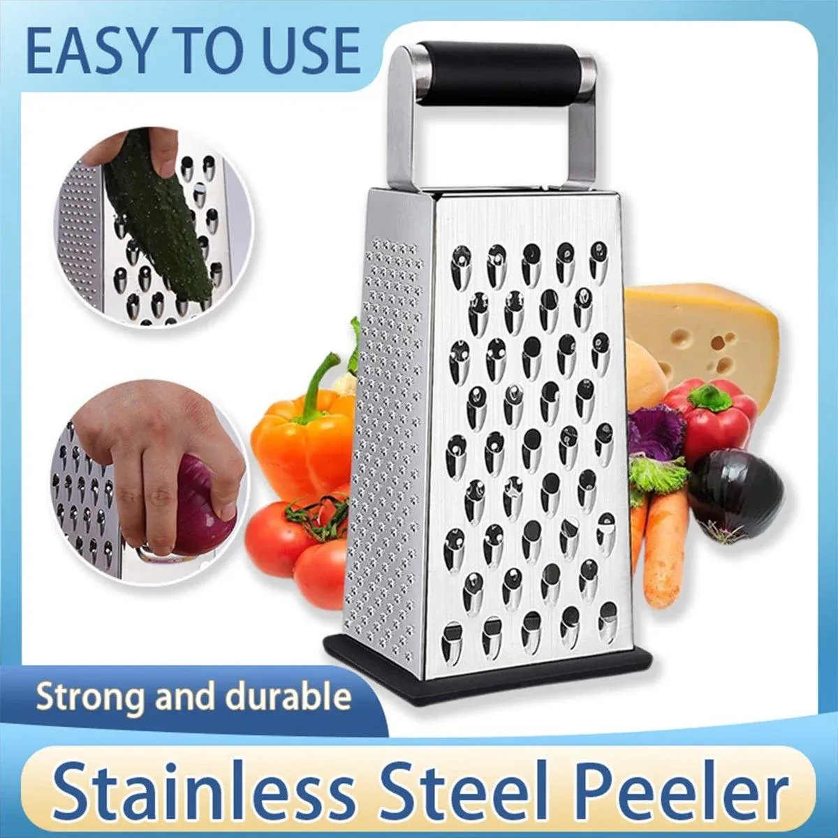 Stainless Steel 4 Sided Kitchen Shredder Multi Purpose Grater Peeler Tool