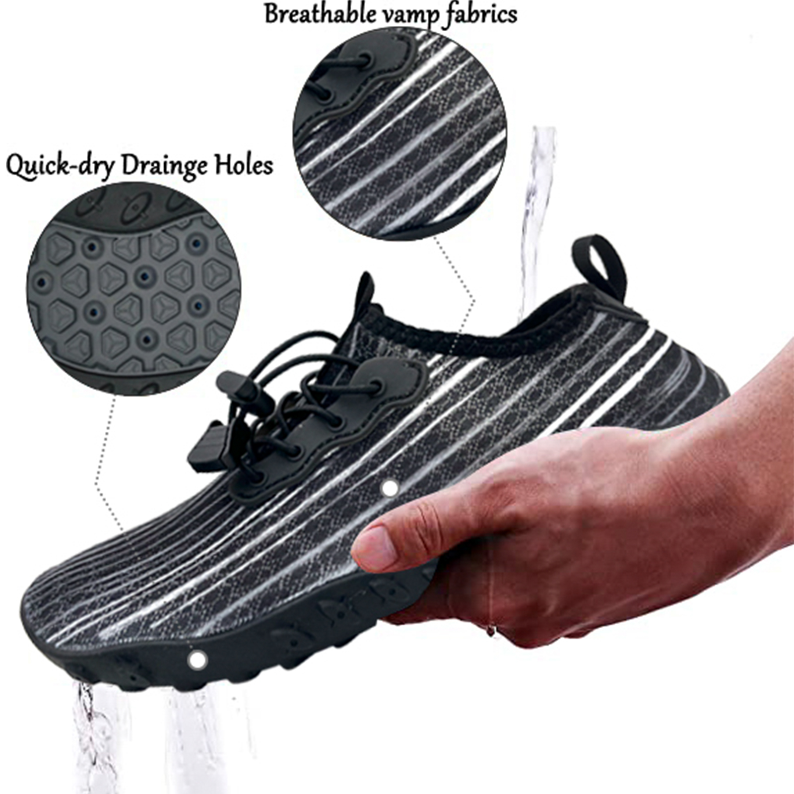 Water Shoes for Men and Women Soft Breathable Slip-on Aqua Shoes Aqua Socks for Swim Beach Pool Surf Yoga (Black Size US 7) โ image 4