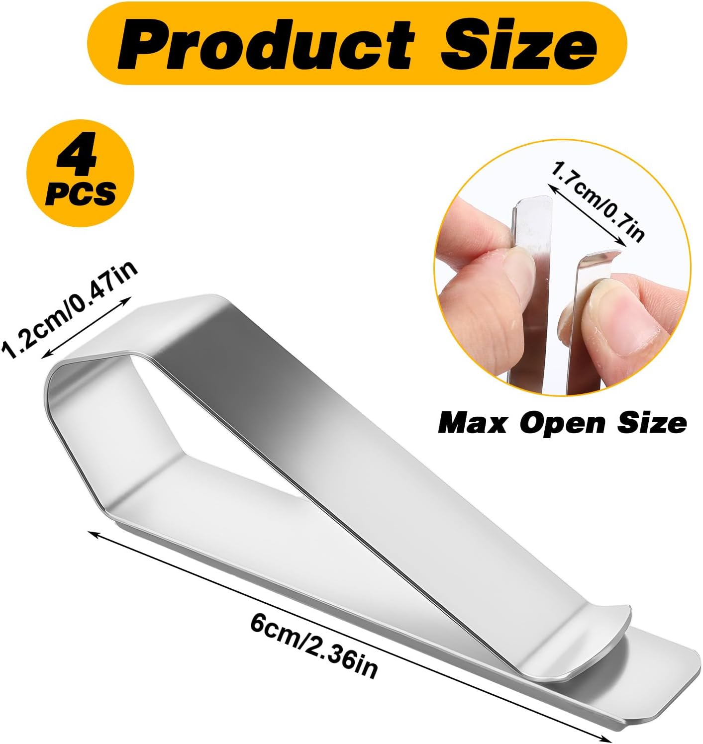 4 Pack Car Sun Visor Photo Clips, Stainless Steel Sun Visor Clips for Car with Adhesive Clip Mounting Kit for Custom Displays (Photo Frames Not Included)