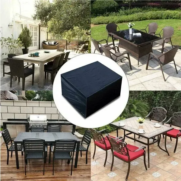 1 Piece 210D Oxford Patio Furniture Cover, Waterproof Windproof UV-Resistant Protection for Garden Table Sets, Black, 250 x 90 cm โ image 5