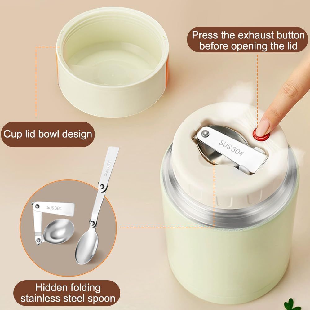 Blue 800ml Stainless Steel Thermal Stew Jar Portable Insulated Lunch Pot with Handle – Vacuum Insulated Soup Container(Foldable model) — image 2