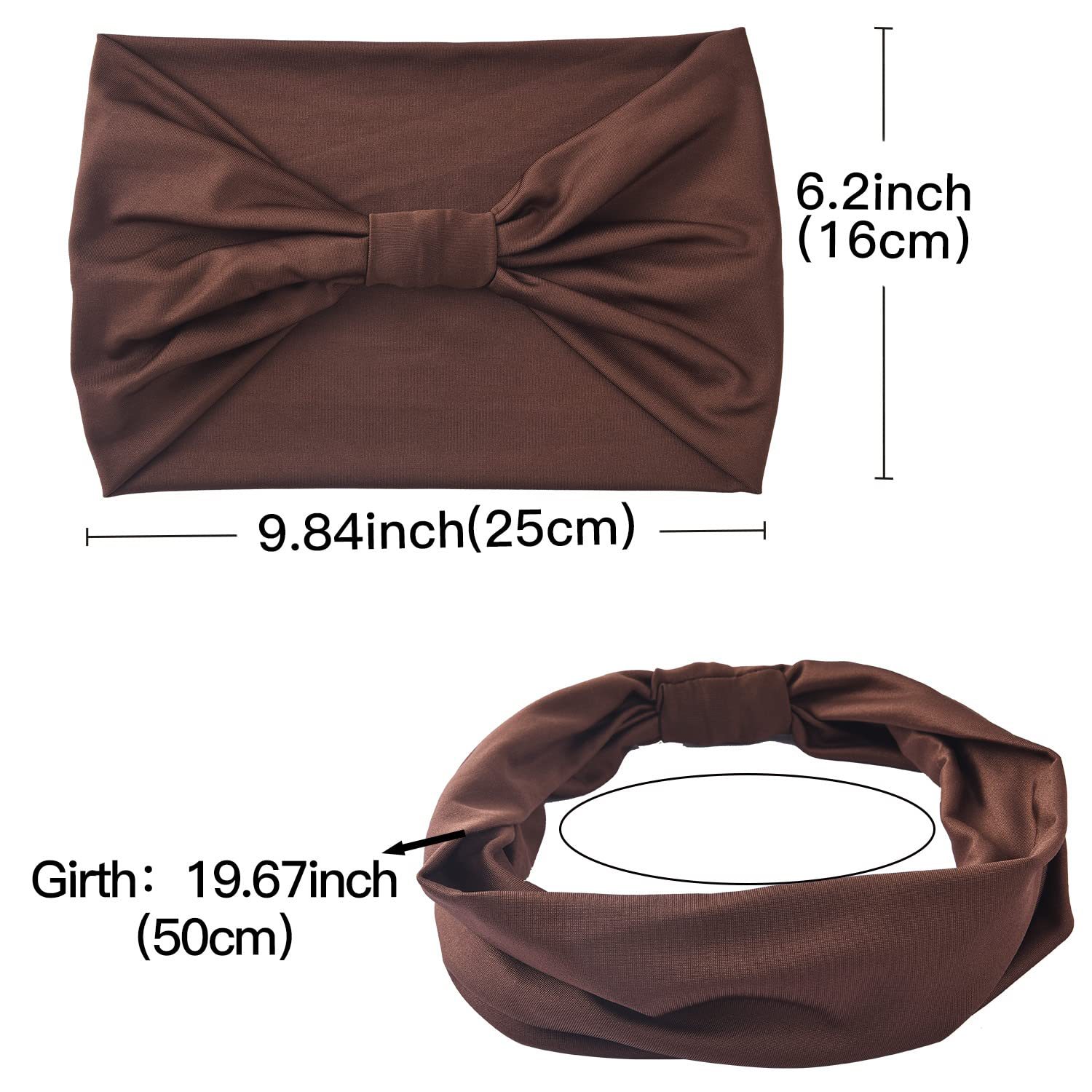 5-PCS Cashew nuts are black Women's Extra Wide Turban Headband - Elastic Yoga & Sports Hair Wrap โ image 3