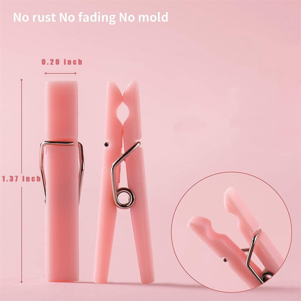 100Pcs Blue Clothes Pins for Baby Shower Game Mini Premium Plastic Clothespins Small Baby Shower Decorations for Party Gender Reveal Game DIY Pink — image 2