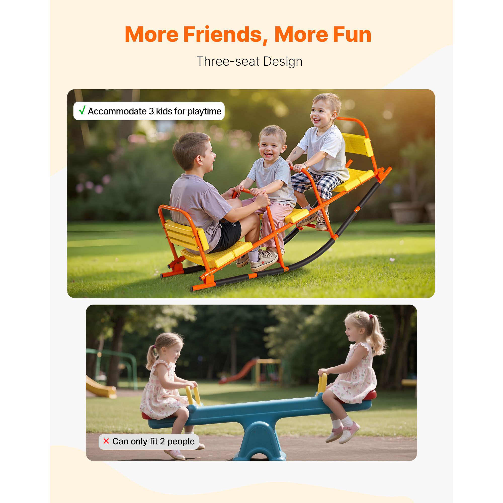 Kids Seesaw 90 kg Capacity Metal Rocking Teeter Totter with Handles โ image 6