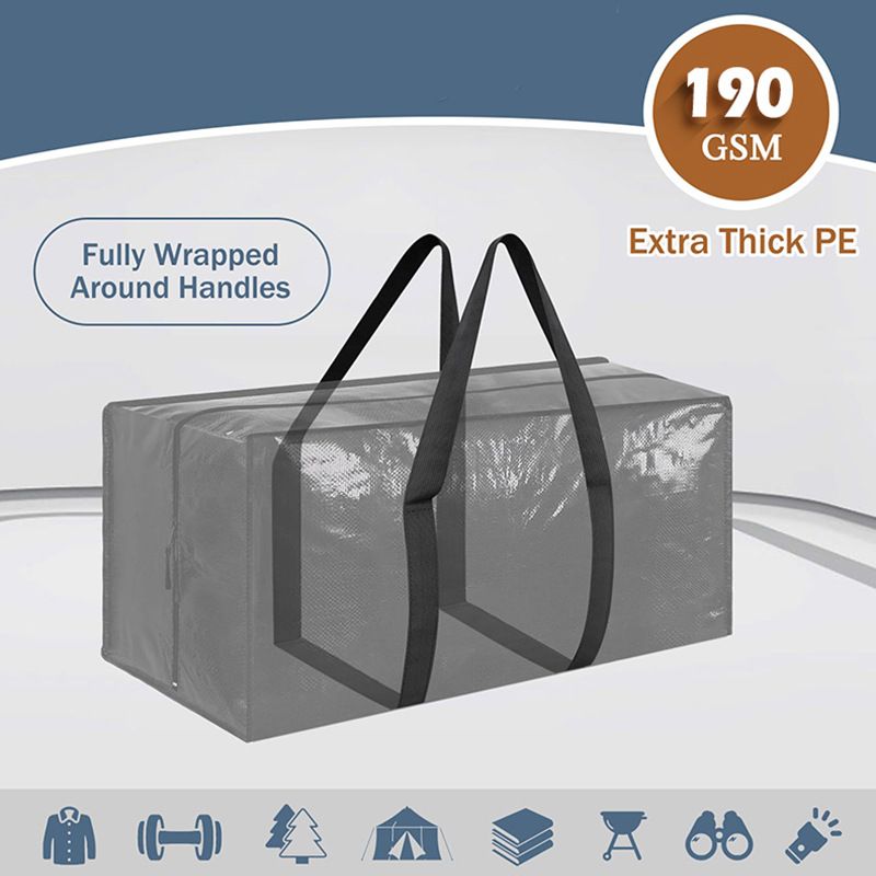 1 Pack Extra Heavy Duty Large Moving Bags with Strong Zipper & Comfortable Handles, Sturdy & Durable Clothes Storage Bags Totes Bins, Packing Moving Boxes for โ image 3
