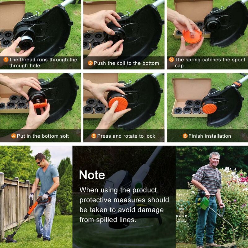 Trimmer Line Spool for Black and Decker Trimmers, 6-pack Trimmer Line Spools with 1 Spool Guard and 1 Spring — image 3